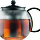 Bodum 34oz Assam Glass Tea Press with Stainless Steel Filter, Black Plastic Lid