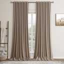 Taupe Linen Blackout Curtains for Bedroom 108 Inch Length 2 Panels Set Back Tab Pocket Neutral Farmhouse Living Room Darkening Curtains Track System Thermal Insulated Black Out Drapes 52x108