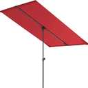 HOMSHADE 6x4ft Outdoor Balcony Umbrella - Flat Porch Pool Patio Umbrella Rectangular Canopy Shade UPF50+ UV Protection 360° Rotating & Tilting All Angles Applicable (Red, No Base)