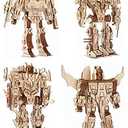 3D Wooden Robot Puzzle, 4 Piece Set Wood Crafts DIY Assembly Puzzle, Wooden Robot Model Kits, 3D Wood STEM Toys for Adults & Teens Christmas Birthday Gifts, Room Décor