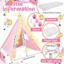 6 Pack Sleepovers Teepee Tent for Kids Bulk with Mattress Sheet Light,Natural Cotton Washable Indoor Play Tent for Birthday Slumber Party Girls Boys Pajama Movie Night Supplies(Light Pink), 5.25 ft