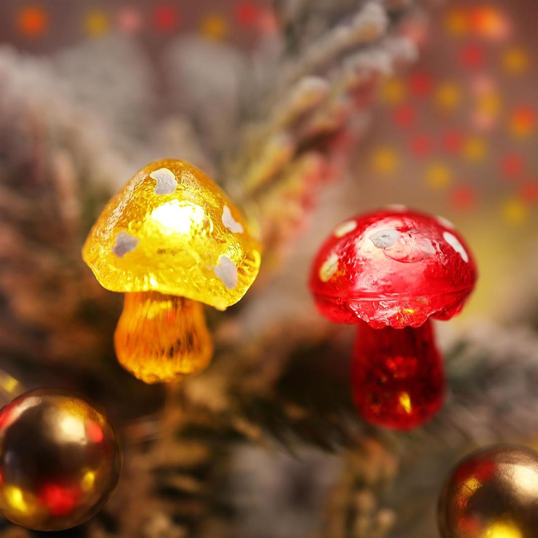 Mushroom Fairy String Lights Cottage Core Decorative Lights- 20LED 7ft USB Plug in Unique 3D Mushroom with Timer Dimmer- Mushroom Décor Fairy Lights for Bedroom Christmas Holiday Party Decoration
