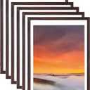 12x16 Picture Frame Set of 6, Display Pictures 11x14 with Mat or 12x16 Without Mat,Wall Gallery Photo Frames, Brown