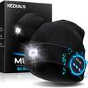 KEZKALS Gifts for Men LED Bluetooth Beanie Hat Camping Hiking Accessories, Gifts for Men Who Want Nothing, Cool Gadgets Anniversary Birthday Gift for Dad Husband Him Boyfriend, Cool Gadgets Black
