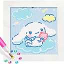 PERFECTSIGHT Cute 5D Diamond Art Kits with Wooden Frame, Kawaii DIY Painting Art for Adults Kids, Diamond Arts and Crafts Sets, Big Gem Full Drill Diamond Dots for Women (Big Ear)
