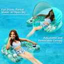 Jasonwell Pool Float with Canopy - Inflatable Pool Floaties Adult Floating Pool Chair Lounge Floats for Swimming Pool Water Chair Pool Lounger with Cup Holders Pool Toy Party Floaty for Adult