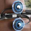 Car Fans for Backseat for Kids, Dual Head Car Fan USB Powered with LED Light, 360 Rotation, Quiet Brushless Motor, Child-Safe Design, Easy Installation for Car, SUV, Truck