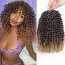 VIOLET Short Crochet Hair For Black Women 8 Bundles Passion Twist Hair 8 Inch Curly Crochet Hair Kinky Crochet Hair Curly Braiding Hair Kids Crochet Hair Gogo Beach Curl Crochet Hair (T27)