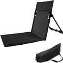 Ultra-Light Folding Camping Chair with Backrest, Outdoors Relaxing Floor Seat for Swimming Pool Beach Lawn Picnic Road Trips (Black)