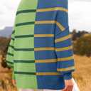 ZESICA Women's Fall 2025 Oversized Sweaters Long Sleeve Color Block Mock Neck Side Slit Comfy Loose Knitted Pullover Tops, Grass Green, Medium