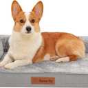 Orthopedic Dog Bed Medium Size Dog, Memory Foam Dogs Bed for Medium Dogs, Washable Removable Cover, Nonskid Bottom, Waterproof, for Indoor, Outdoor, Crate  Car Use, 35x23x6 Inches, Light Grey