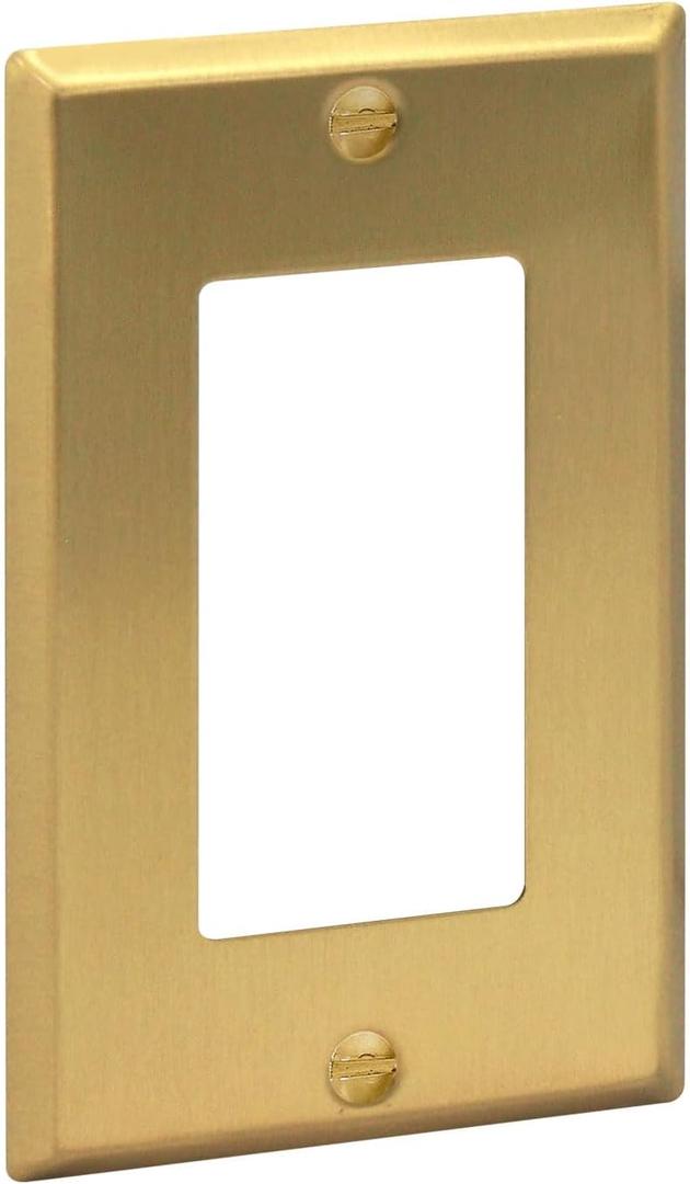 Rio Salto BRASS Metal Gold Light Switch Wall Plate or Outlet Cover Wall Plate Decora Single Receptacle Wallplate Rocker Covers 1 Gang Decoration Brushed Brass 4.50" x 2.76" - Standard Size (Rocker / Outlet 1-Gang (1-Pack))