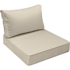 AAAAAcessories Outdoor Seat Cushions for Chairs, Fade-Resistant, Waterproof Patio Furniture Replacement Cushions, 21" x 21" x 3" + 21" x 17", Beige