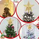 Christmas Tree Star Topper, 8" Gold Xmas Star Tree Decorations, 3D Shatterproof Bethlehem Star Tree Topper Decorations, Waterproof Christmas Tree Topper Decor for Holiday Home Outdoor Ornament