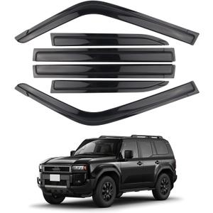 6 Pieces Tape-on Extra Durable Rain Guards Fit for Toyota Land Cruiser LC250 GDJ250 TRJ250 2024 2025,Window Deflectors,Window Visors (Smoke Black)