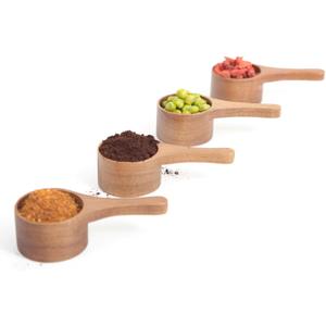 40 ml 4 Pack Acacia Wood Coffee Scoops, Small Wooden Coffee Spoons for Jars and Containers, Set of 4 Tablespoon Bean Scoop, Cute Coffee Beans Measuring Scoop for Cooking, Bath Salt.