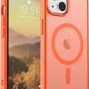 SUPFINE Magnetic for iPhone 15 Plus Case & iPhone 14 Plus Case(Compatible with MagSafe)(Military Grade Drop Protection) Slim Translucent Shockproof Phone Case,Orange