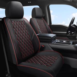F150 Seat Covers, Custom Ford F150 Truck Seat Cover Fit for 2015-2025 F150 and 2017-2025 F250 F350 F450 Super Duty Crew Cab XL XLT Lariat King Ranch Platinum (Black red, Front and Rear(5 seats))
