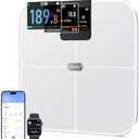 Rabater Smart Scale with Large Color Display, Digital Bathroom Scale for Body Weight BMI Muscle Mass, 25 Composition, Body Fat Scale with Heart Rate, 11.8" Large Platform, 400 lbs (White)