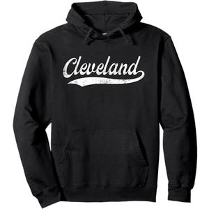 Vintage Cleveland Ohio Distressed OH Apparel Pullover Hoodie (Blackk, Medium)