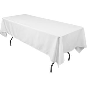 5 Pack 60 x 100 Inch Rectangle White Polyester Tablecloth, Table Cover, Stain and Wrinkle Resistant, Washable for Dining Table, Wedding Reception, Banquet, Party
