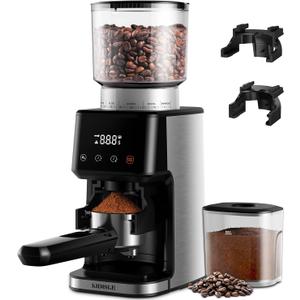Conical Burr Coffee Grinder Electric, Espresso Grinder with Precision Electronic Timer, Adjustable Burr Mill with 51 Precise Settings, for Home Use, Brushed Stainless Steel