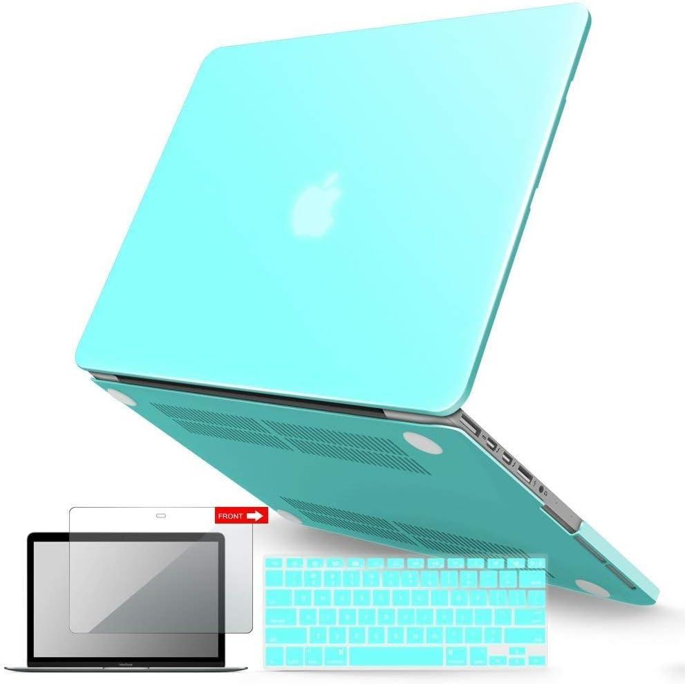 IBENZER Compatible with MacBook Pro 13 Inch Case 2015 2014 2013 end 2012 A1502 A1425, Hard Shell Case & Keyboard Cover & Screen Protector for Old Version Apple Mac Retina 13, Turquoise,R13TBL+2A