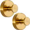 Suction Cup Hooks for Shower No-Drill Bathroom Hooks for Towels, Robes, Loofah Mountable on Bathroom Walls, Kitchen, Glass, Mirrors, Tile and Smooth,Non-Porous Surfaces (2 Pack, Brushed Gold)