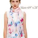 100% Mulberry Silk Oversized Womens Sun-Shielding Shawl Formal Evening Neckwear Featherlight Airy (N9-pastel Bloom Scarf69" X 21"inch)
