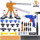 Auto Body Dent Puller Kit, Paintless Dent Repair Tool Adjustable Car Dent Remover Kit with Rubber Hammer and Metal Tap Down Pen for Auto Hail Damage Repair & Other Metal Surface 39PCS