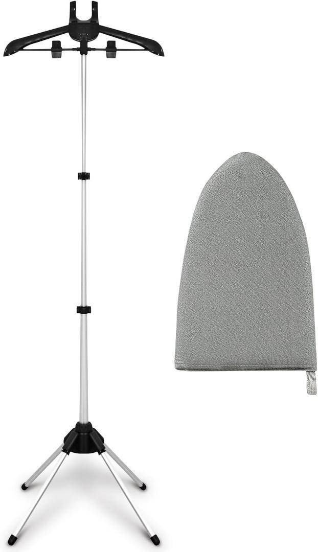 Garment Steamer Rack & Garment Ironing Glove for Steaming Clothes, Clothes Steam Rack, Adjustable StandingGarment Hanger Handled Mini Ironing Board, Hanging Steamer Ironing Accessories for Clothes