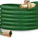 30FT Heavy Duty Garden Hose, Non-Expandable Flexible Kink-Resistant Water Hose, High-Density Fabric, Leak-Proof Metal Connector for Patio Lawn Car Wash