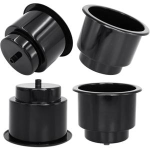Yuanhe Black Plastic Cup Drink Holder Insert with Drain for Marine Boat RV Camper, 4PCS