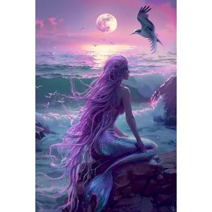Movstrb DIY Sea Mermaid Diamond Painting Kit,Beautiful Diamond Art Kit for Adults and Beginners, Handmade Lovers Home Wall Decorative Art Paintings 12x16 Inch