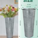 Vensovo Metal Flower Bucket Vase, 15 Inch Tall Silver Rustic Farmhouse Centerpiece for Spring Home Decor & Wedding, Set of 6