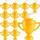 Amyhill 12 Pcs Race Car Trophy Cups With Straws and Lids 12 Oz Plastic Race Car Birthday Party Supplies And Favors For Kids Adults Props Rewards Winning Prizes Competitions (Gold)