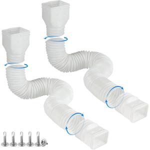 White-2pack Rain Gutter Downspout Extensions Flexible, Drain Downspout Extender,Down Spout Drain Extender, Gutter Connector Rainwater Drainage,Extendable from 21 to 68 Inches