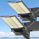 Deepn Solar Street Light 12000W Aluminum Commercial Grade Solar Parking Lot Lights with Motion Sensor & Dusk to Dawn IP67 Waterproof Heavy Duty Security Flood Lights for Street, Yard, SZ4000, 2Pack