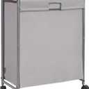 STORAGE MANIAC Rolling Laundry Hamper With Lid, 85 L Sorter With Wheels, 2 Loads Dirty Clothes Basket, Organizer Cart for Small Space, Grey (Grey)