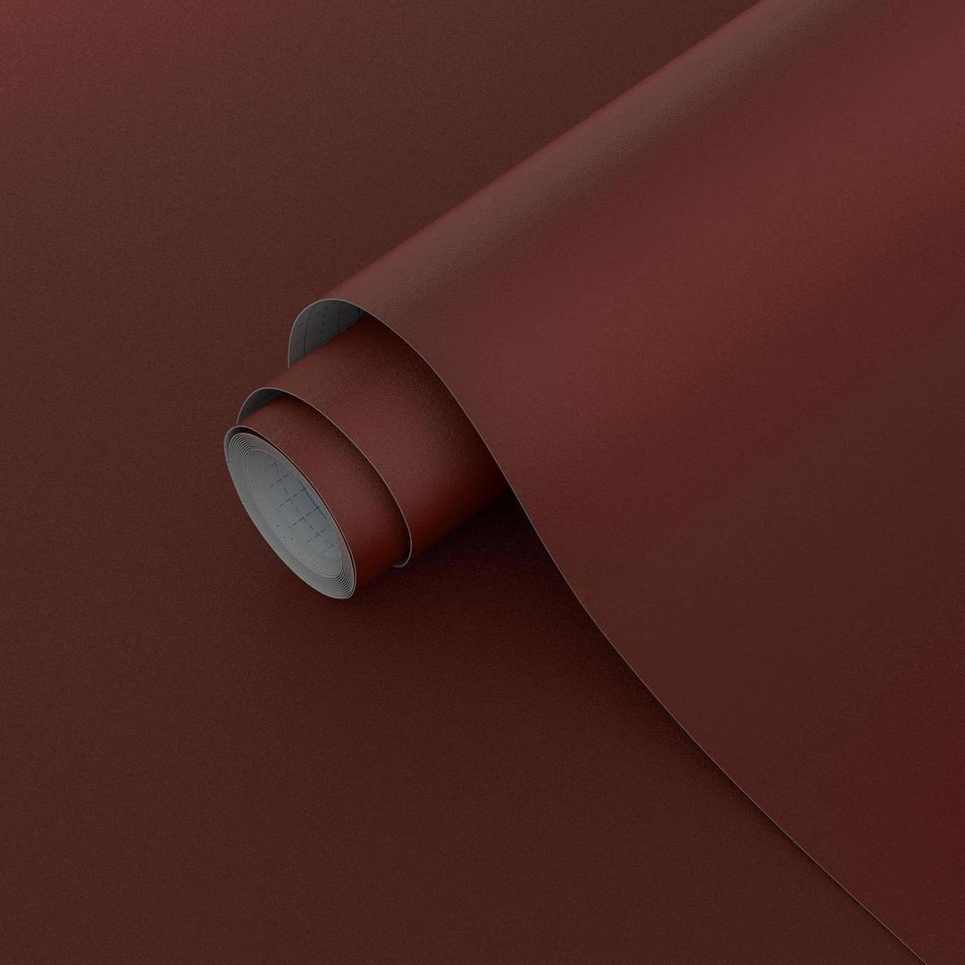 Dimoon 394"x17.7" Peel and Stick Wallpaper Dark Red Contact Paper for New Environmentally Friendly Materials Thickening Upgrade Embossed Renter Friendly Wall Paper Modern Vinyl Wrap Countertop Bedroom