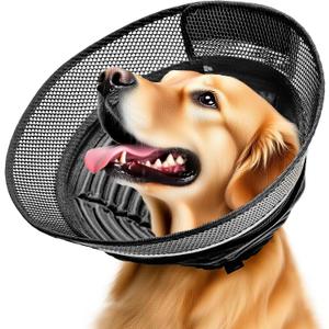 Inflatable Dog Cone for Dogs After Surgery,Soft Adjustable Elizabethan Collar for Small Dogs,2-in-1 Dog Cone with Detachable Shield,Anti-Anxiety Comfortable Pet E-Collar Prevents Licking Wounds(S) (Black)