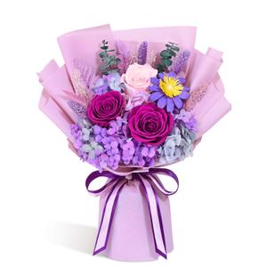 Yastouay Preserved Flowers for Delivery Prime, Preserved Purple Roses Bouquet, Flowers Bouquet with Gift Box for Mother Day, Women Birthday Gift, Anniversary, Valentines Day