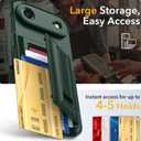 Oterkin for iPhone Air Wallet Case [4-5 Card Holder] [RFID Blocking][Full Camera Protection] [Kickstand] [Military Grade Protection] Shockproof Rugged Phone Case for iPhone 17 Air 6.5 inch, Dark Green