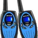 Retevis RT628 Kids Walkie Talkies, Long Range 2 Way Radio 22 Channel, Durable Toy Birthday Gifts for 6-12 Year Old Boys and Girls, Handheld Walkies Talkie for Outside Hiking Camping(Black Blue 2 Pack)
