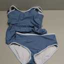 Girls Swimsuit Contrast Trim Tankini Swimsuit Solid Color 2 Piece Teen Bathing Suit Modest Swimwear+Drawstring 13-14 Y