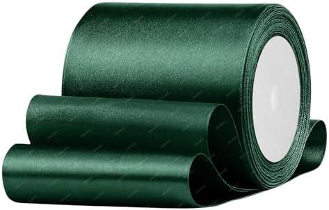 Dark Green Satin Ribbon, 4 Inches x 25 Yards Fabric Ribbons for Gift Wrapping, Flower Bouquet, Crafts and Wedding Party Decoration