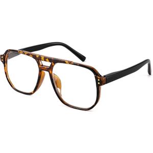 FEISEDY Retro Aviator Reading Glasses Women Men Blue Light Blocking Reader Plastic Lightweight Frame B0071(Leopard, 1.5x)