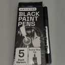 ARTISTRO 5 Black Paint Pen for Glass Marking, Rock Painting, Ceramic, Wood, Tire, Fabric, Metal, Canvas - Set of 5 Acrylic Paint Markers Water-Based - Extra-fine Tip
