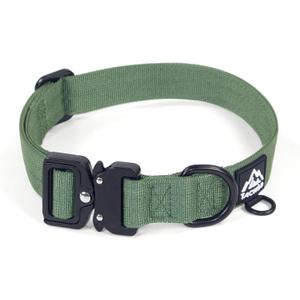 Heavy Duty Dog Collars for Medium and Large Dogs - Adjustable, Chew Proof Nylon Collar with Metal Quick Release Buckle and D-Ring for Dog Tags (Dark Green, M) (M(1''Width, Fit 11''-15''))