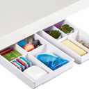 Bostitch Konnect Under Desk Drawer, Self-Adhesive Slide Out Storage Organizer with 4 Customizable Dividers, 2-Pack (White)